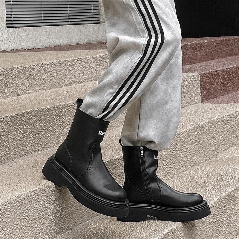 Autumn and Winter Black Men's Boots Classic Styles by Designers Work and Party Outdoor Street -46 Leather Shoes