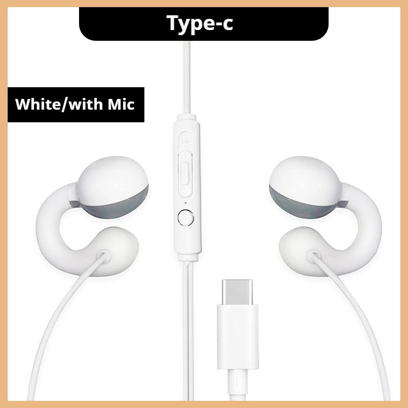 Clip-on Wired Headphones type C&3.5mm Stereo Sports Music Earbuds Handfree Sport Gamer Headset Earphones with HD mic For Samsung