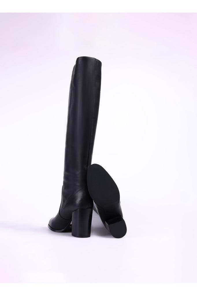 Women Modern Stylish Fashion Boots Boots Leather Black Boots Delda