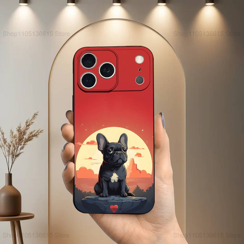 

Cute Dog Drench Bulldog For iPhone 12,16,11,14,15,17,13,X,Mini,SE,Max,8,7,XR,XS,Plus,Pro,Soft Silicone Black Case iphone16e