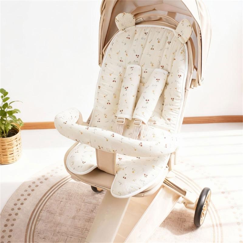 Doublure de siège pour poussette bébé avec motif imprimé Coussin de siège de landau Ensemble de coussinets pour accoudoir de siège-ceinture Accoudoir Coussinet Doublure de poussette