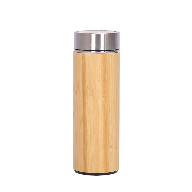 Double Wall Bamboo Insulated Thermos Vacuum Flask Coffee Mug Stainless Steel 15oz Bamboo Flask Tea Mug