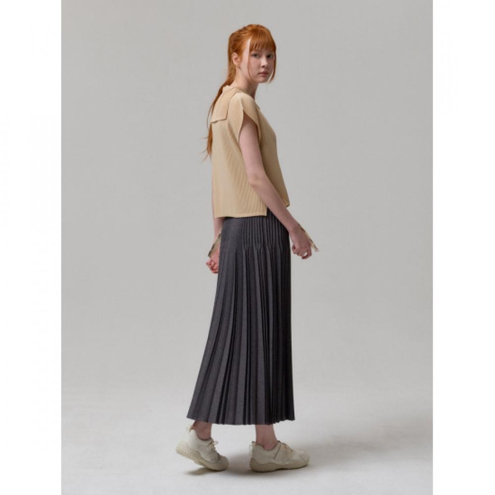 Lapli Melange Pleated Wide Skirt Lpskm026001