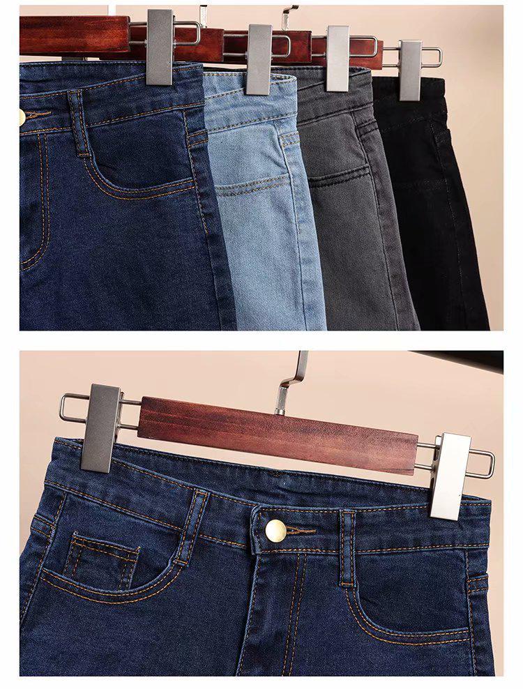 Women's High Waist Black Denim Shorts - 2025 Korean Style, Elastic, Slimming, Rolled Hem, Trendy Summer Hot Pants