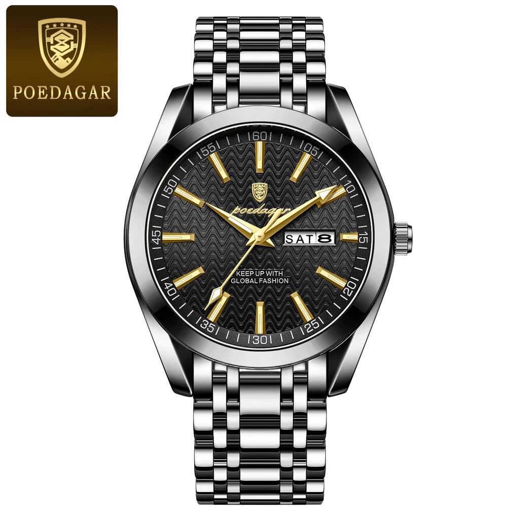Luxury Watch For Man Waterproof Luminous Date Week Stainless Steel Men Watch Casual Quartz Men's Watches Male Clock