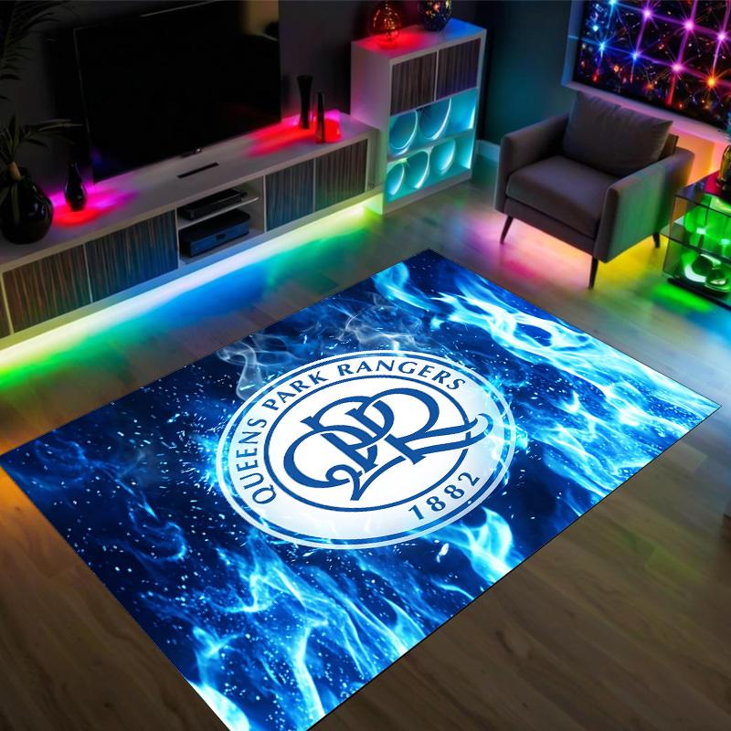 Queens Park Rangers Football Design Crystal Velvet Carpet Cozy Non?Slip Printed Rug For Bedroom Living Room Entrance