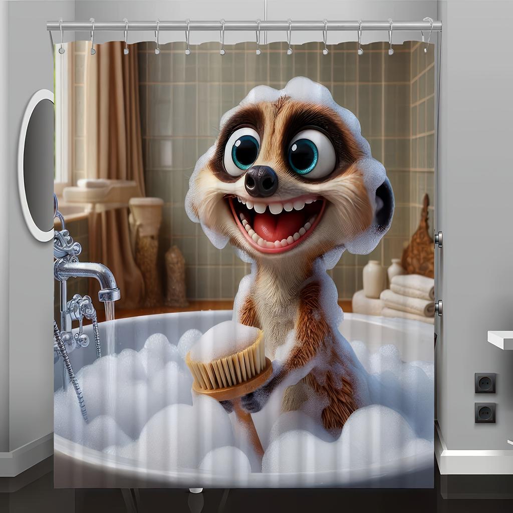 Adorable Meerkat Waterproof Shower Curtain - Funny Bath Time Design, Anti-Mold, Easy To Clean, Durable Fabric For Bathroom Decor