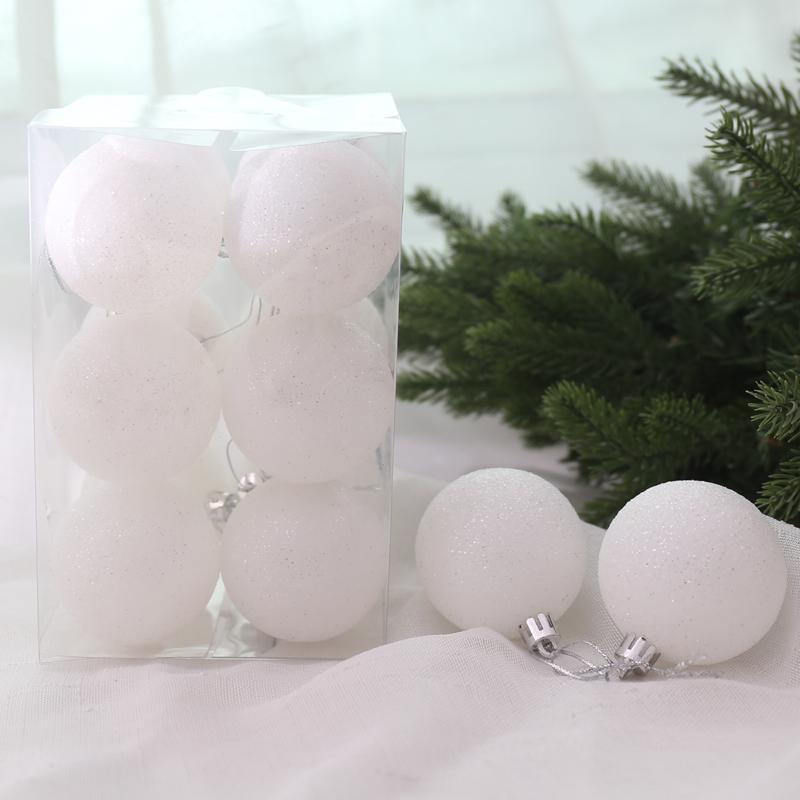 

Ялинкові прикраси: Кольорові підвісні кулі 3-8 см, Білі прикраси в коробці