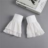 Women Girls Fake Flare Sleeves Mesh Pleated False Cuffs Sweater Blouse Wrist Arm Cover Gloves Warmers Accessories