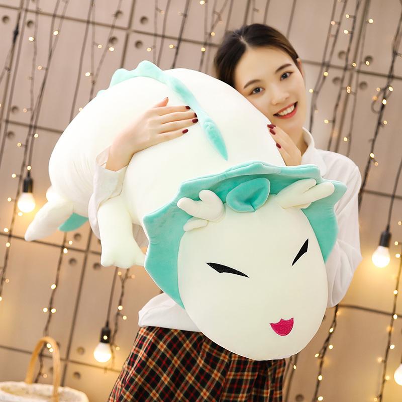 Non-Toxic Cute Dragon Plush Toy 90-150Cm Soft White Long Pillow Three Colors Dinosaur Stuffed Sleeping Cushion Gift Cartoon