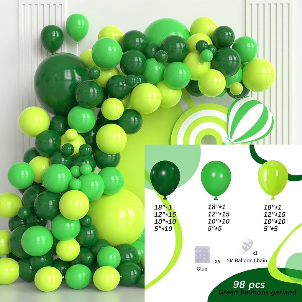 Jungle Green Birthday Arrangement Balloon Chain Package Festive Wreath Arch Party Decoration
