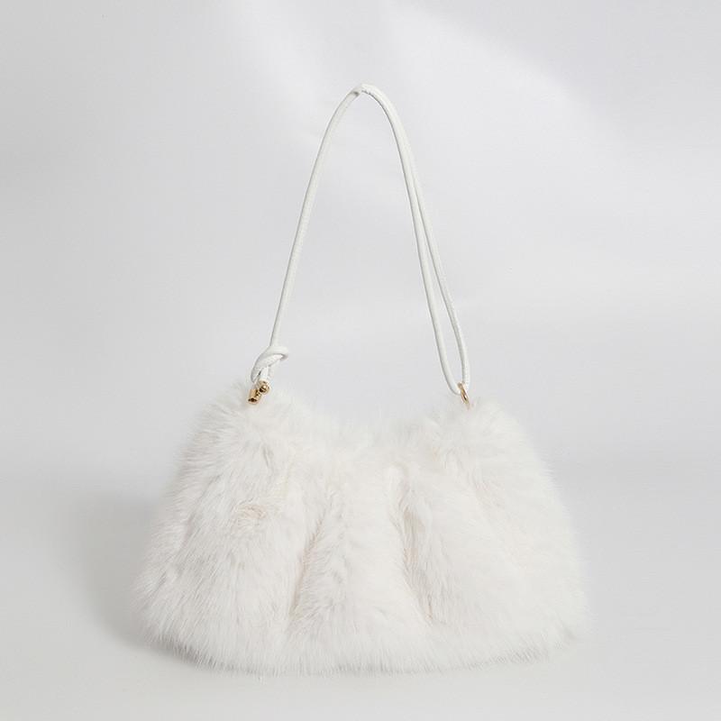 Ielgy Autumn Winter Underarm Bag Fashionable All-Match Plush Bag One-Shoulder Portable Plush Bag