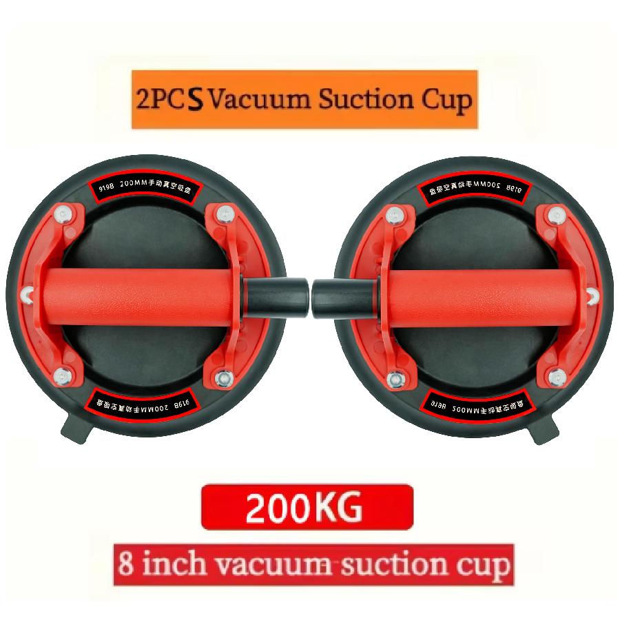 2025 New industrial suction cup with 200KG load capacity, 8-inch rubber bottom and plastic handle for handling large glass