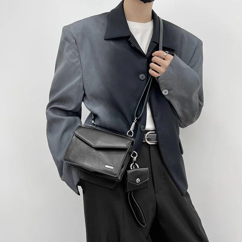 Malá čtvercová taška přes rameno pro muže, crossbody taška, luxusní cestovní taška, nikový design, japonský styl, moderní
