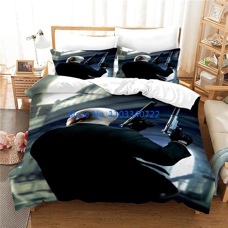 Hitman Killer 3D Bettwäsche-Set Druck Bettbezug-Set 3D-Druck Bettdeckenbezug Bettzeug für Jungen Mädchen Bettwäsche-Sets Schlafzimmerdekor