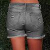 Damen Denim Klassisch Vielseitig High Waist Modische Shorts