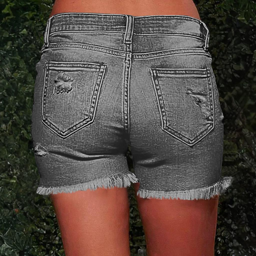 Damen Denim Klassisch Vielseitig High Waist Modische Shorts