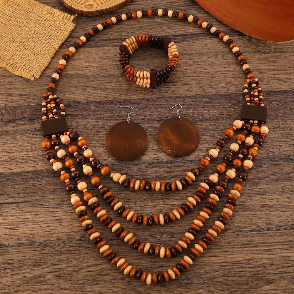 Handmade Vintage Boho Bib Beads Ethnic Style Geometric Beaded Necklace  Jewelry Accessories