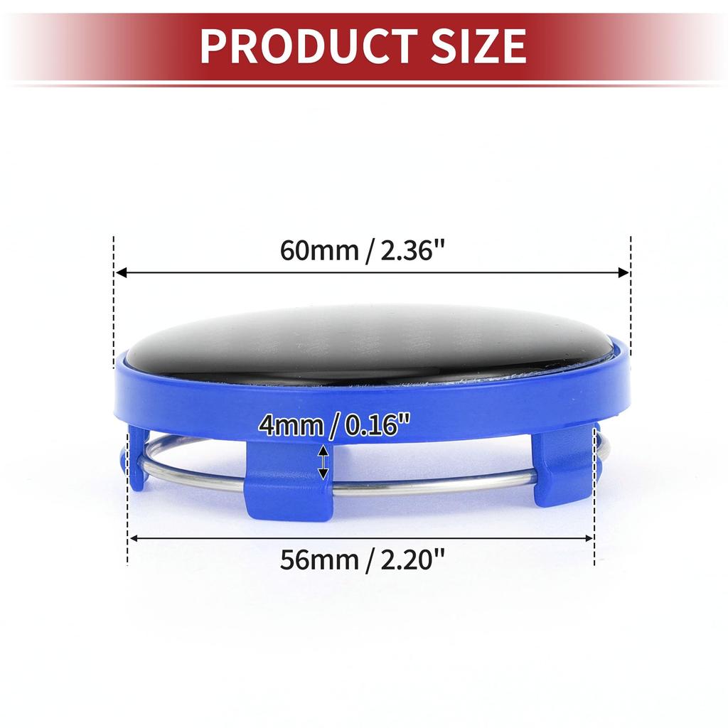 ACROPIX 60mm 2.36" Carbon Fiber Pattern Blue Black Universal Car Wheel Hub Center Cap