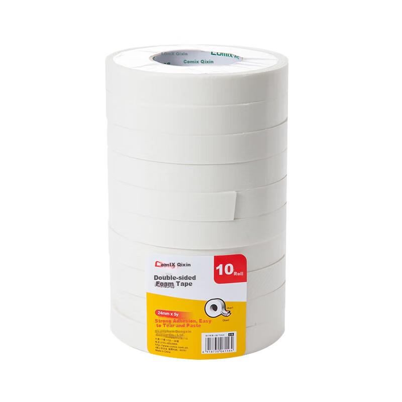 High Adhesion EVA Double-Sided Foam Tape, Strong Adhesion, 24mm x 5y (4.57 Meters, roll), Double-Sided Foam Tape, Strong Adhesion, White, 10 Rolls