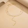 Ingemark 2Pcs/Set Minimalist Imitation Pearl Chain Necklace for Women Collar Trend Vintage Sequin Pendant Choker Party Jewelry