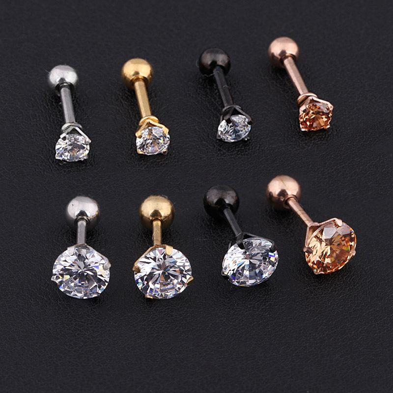 Titanium Steel Zircon Ear Studs Korean Girls Men's Diamond Earrings Fashion Ear Bone Studs