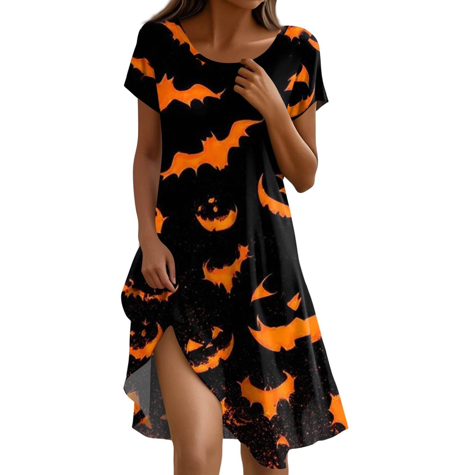 Short Sleeve Dress For Women Casual Loose Fit Summer Sundress  Print Dress With Pockets S