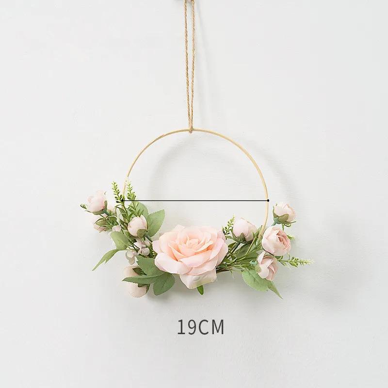 Artificial Eucalyptus Rose Wreath Wooden Wedding Backdrop Wall Decor for Living Room Bedroom - Durable Artificial Greenery