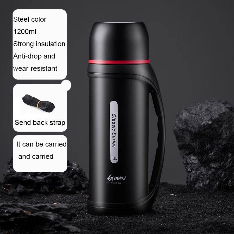 Stainless Steel Sports Kettle with Double Lids for One Drink Large Capacity Thermal Insulation and Cold Preservation  Water Cup