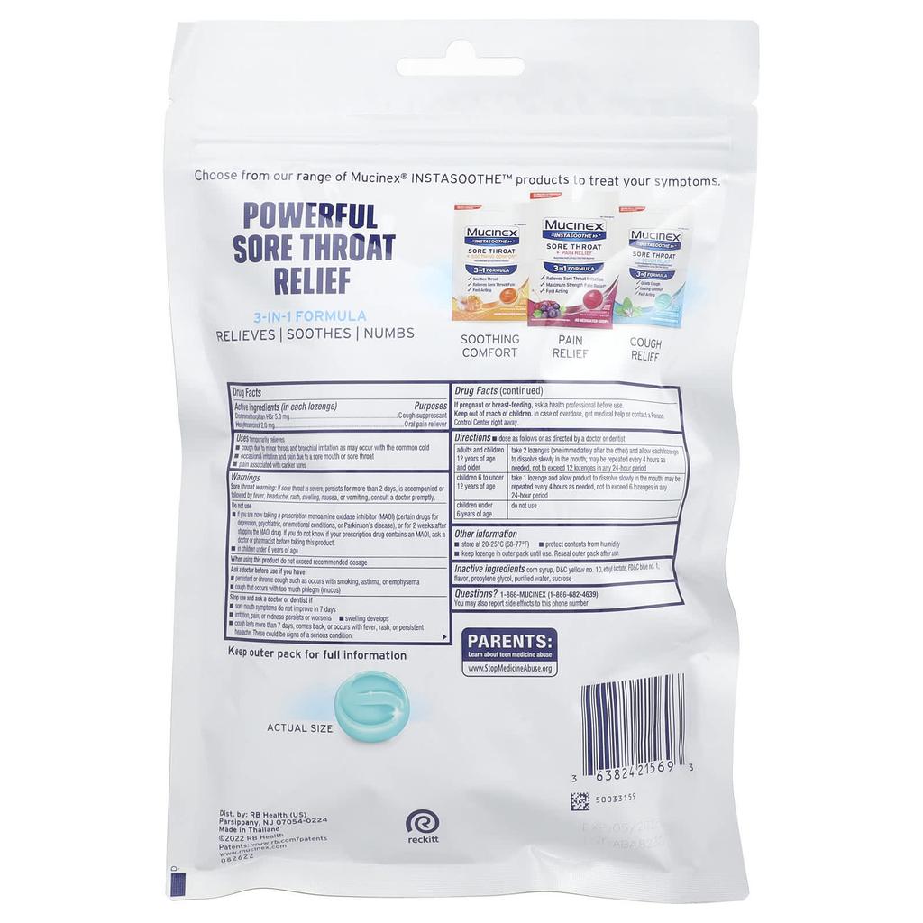 Instasoothe™, Sore Throat + Cough Relief, Alpine Herbs & Fresh Mint, Medicated Lozenges, 40 Lozenges