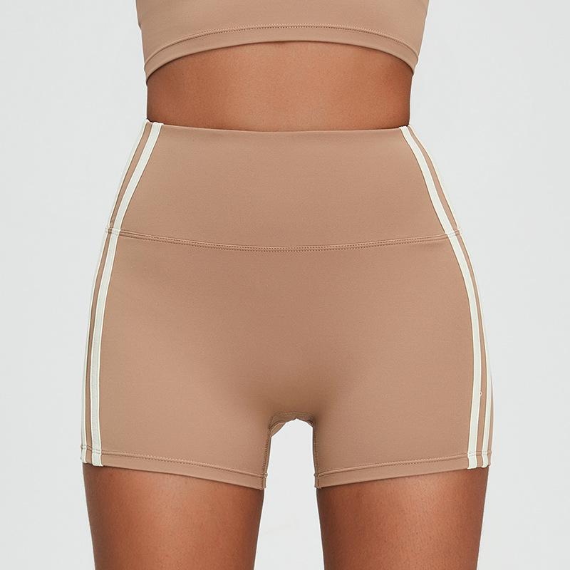 New Nude Yoga Shorts For Women, Contrasting High Waisted Peach Sports Shorts, Women'S Running And Fitness Pants