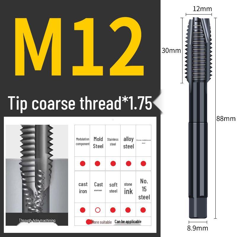 65° Nitridační strojový spirálový závitník pro nerezovou ocel, Velikosti M3-M12