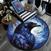 Blue Raven Round Area Rug,Carpet Rug for Living Room Bedroom Sofa Playroom Decor,Non-slip Floor Mat
