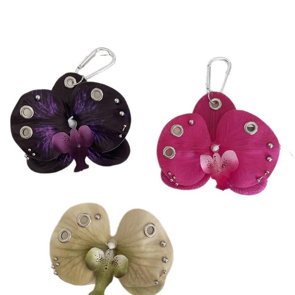 Simulation Flower Orchid Lily Keychain Backpack Decoration Backpack Hangings Decor