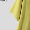 INCERUN Summer Men Short Sleeve Stitching Casual Vintage Cotton Shirts