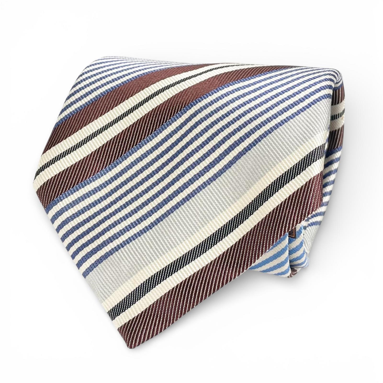 Pristine HERMES tie stripe multicolor silk mens 758726T Used