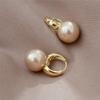 Silver Color Pearl Studs Hoop Earrings for Women Gold Color Eardrop Minimalist Hoops Wedding Fashion Jewelry
