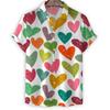Cartoon 3d Print Love Heart Hawaiian Shirt Men Women Summer Short Sleeve Tees Lapel Button Shirts Tops Street Oversized Blouse