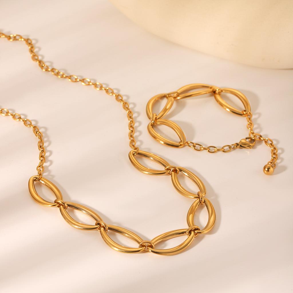 Euro-American light luxury geometric oval necklace, exaggerated niche design, high-end titanium steel bracelet