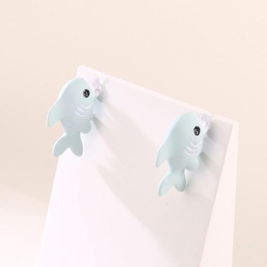 1 Pair Cartoon Animal Bite Earrings Multi Shapes Shark Hippo Dinosaur Whale Resin 3D Biting Ears Stud Earrings Christmas Jewelry Gifts