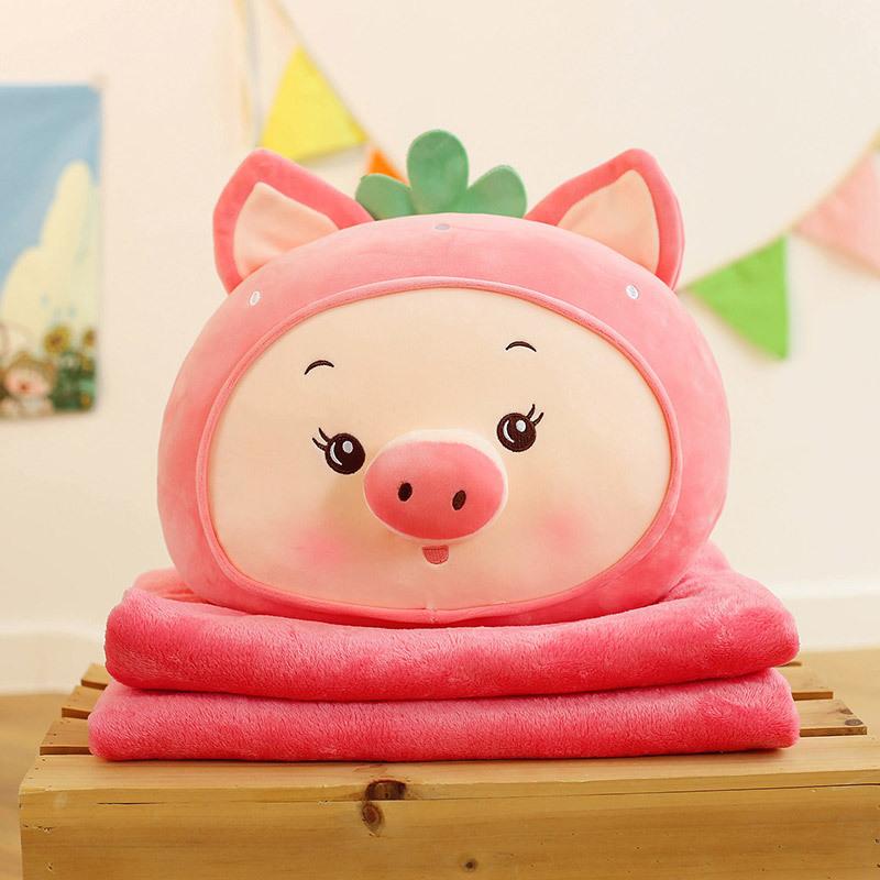 Cartoon Throw Pillow Quilt Dual-Purpose Pillow Folding Air Conditioner Blanket Car Cushion Pillow Three-In-One Office Nap Pillow