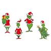 4Pcs/Set Christmas Green Elf Garden Stake Decoration Weather-proof Indoor Outdoor Yard Lawn Patio Pathway Green-haired Elf Sign Stake Ornament