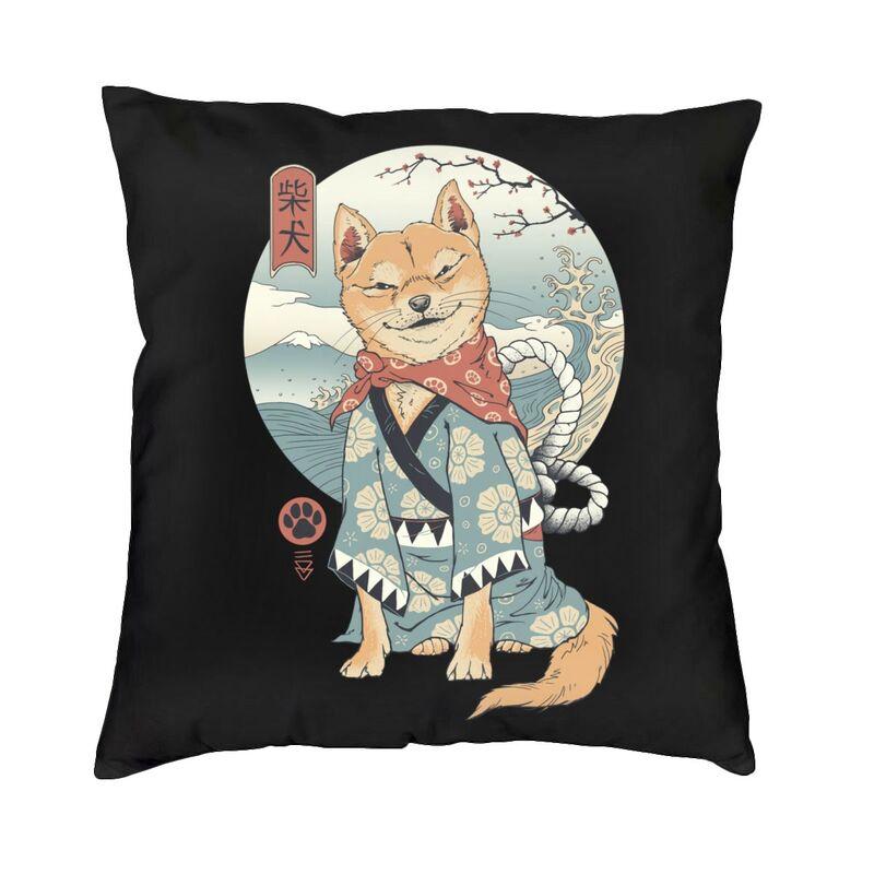 Funny Catana Feline Cat Cushion Cover 35x35 Cm Japanese Samurai Cat Dog Throw Pillow Cases Decoration Salon Sofa Chair Pillows