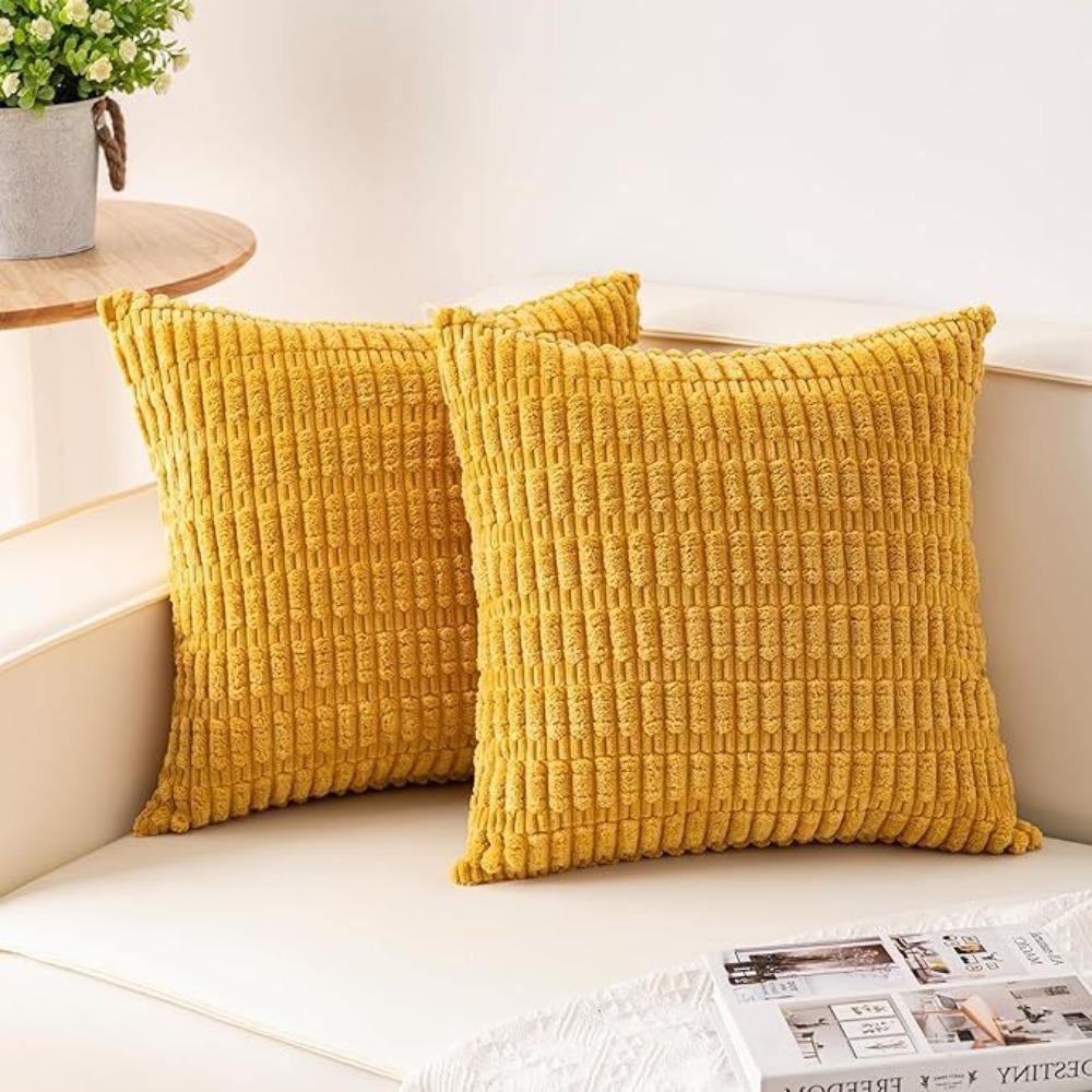 2 pieces/set Cozy Soft Corduroy Pillowcase Velvet Texture Reversible Sided Throw Pillow Striped Design Cushion Cover Sofa Decor