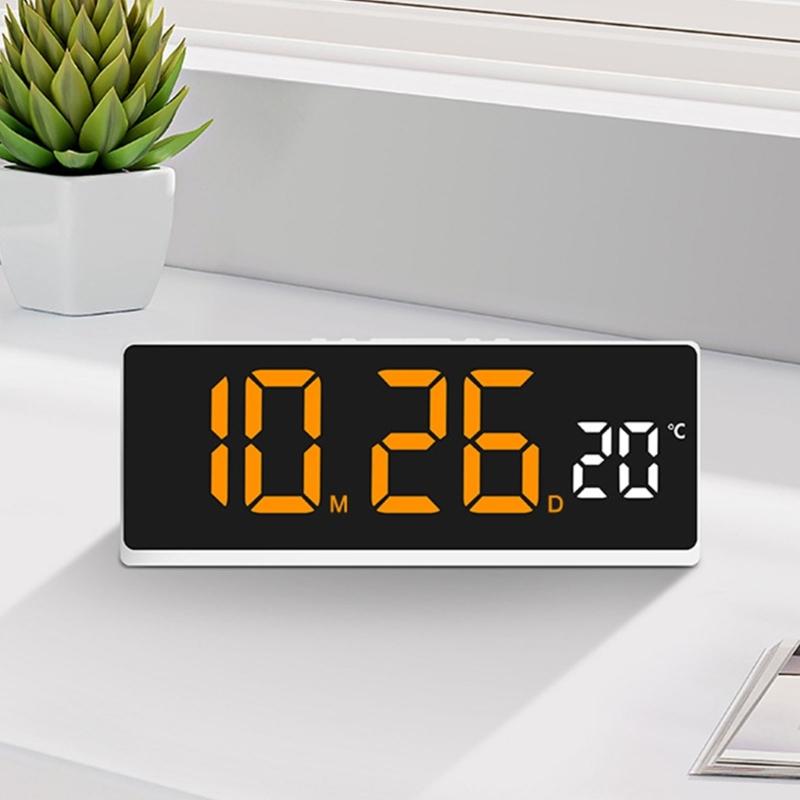 LED Digital Alarm Clock Wall Clock with Timer Date Temperature Display Bed Side Clock for Student,Office,Travel Use