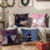 Cute Cat J-Jiji Pillow Case Anti-dustmite Pillowcase Invisible Zipper Silky Short Plush Sofa Cushion Cover
