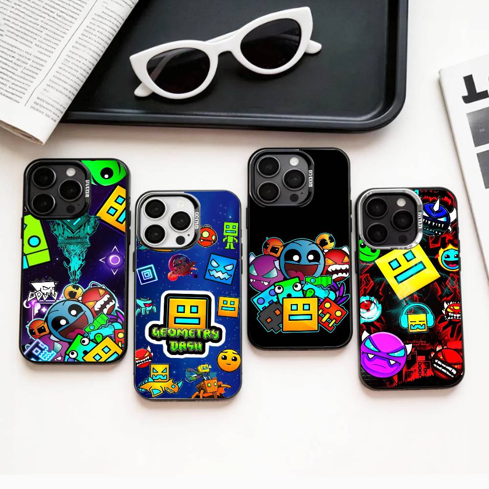 Cool G-Geometry D-Dash Game Phone Case For iPhone17,16,15,14,13,12,11 Plus,Pro Max Colored Silver Plated Inside Cover