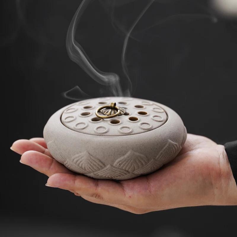 Incense Burner Tao Sha Tea Dish Incense Burner Wormwood Mosquito Repellent Household Indoor Creative Aromatherapy Stove