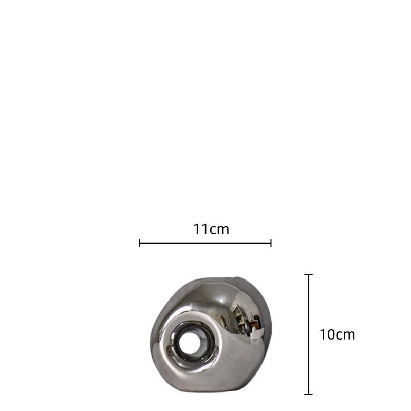 

Silver Pebble Ceramic Decoration Flower Vase Geometric Stack Floral Arrangement Accessories Terrarium Room Decoration