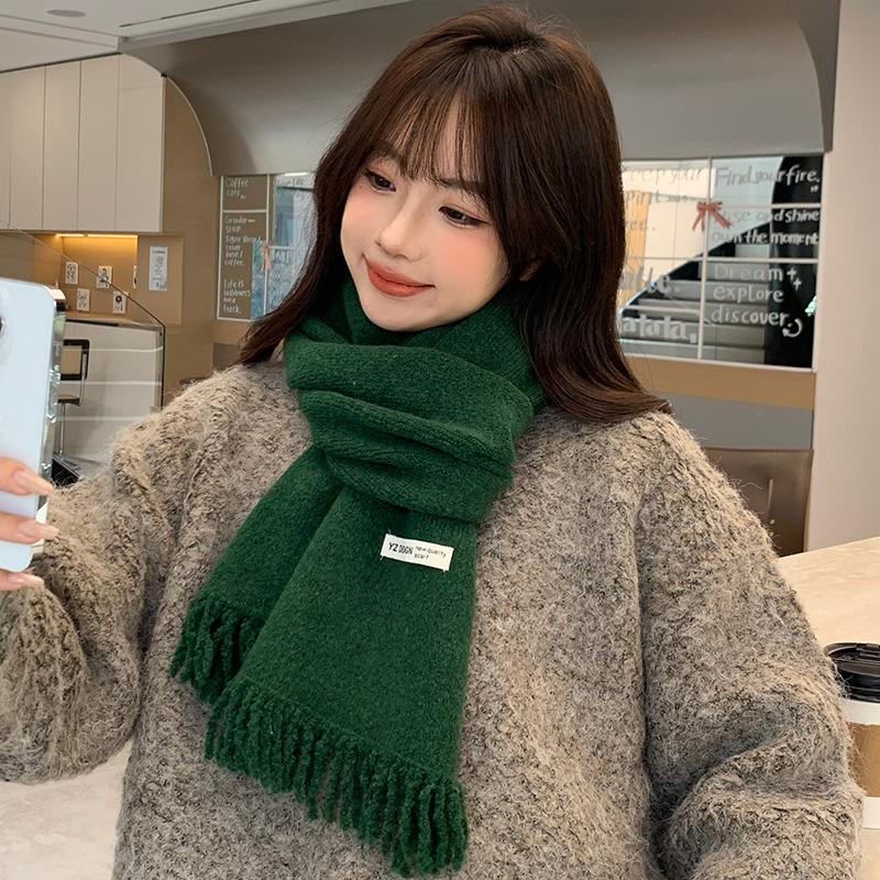 

Scarf Women s New High End Warm and Thickened Soft Knitted Scarf Winter Ancora Red Student Versatile 180*23cm